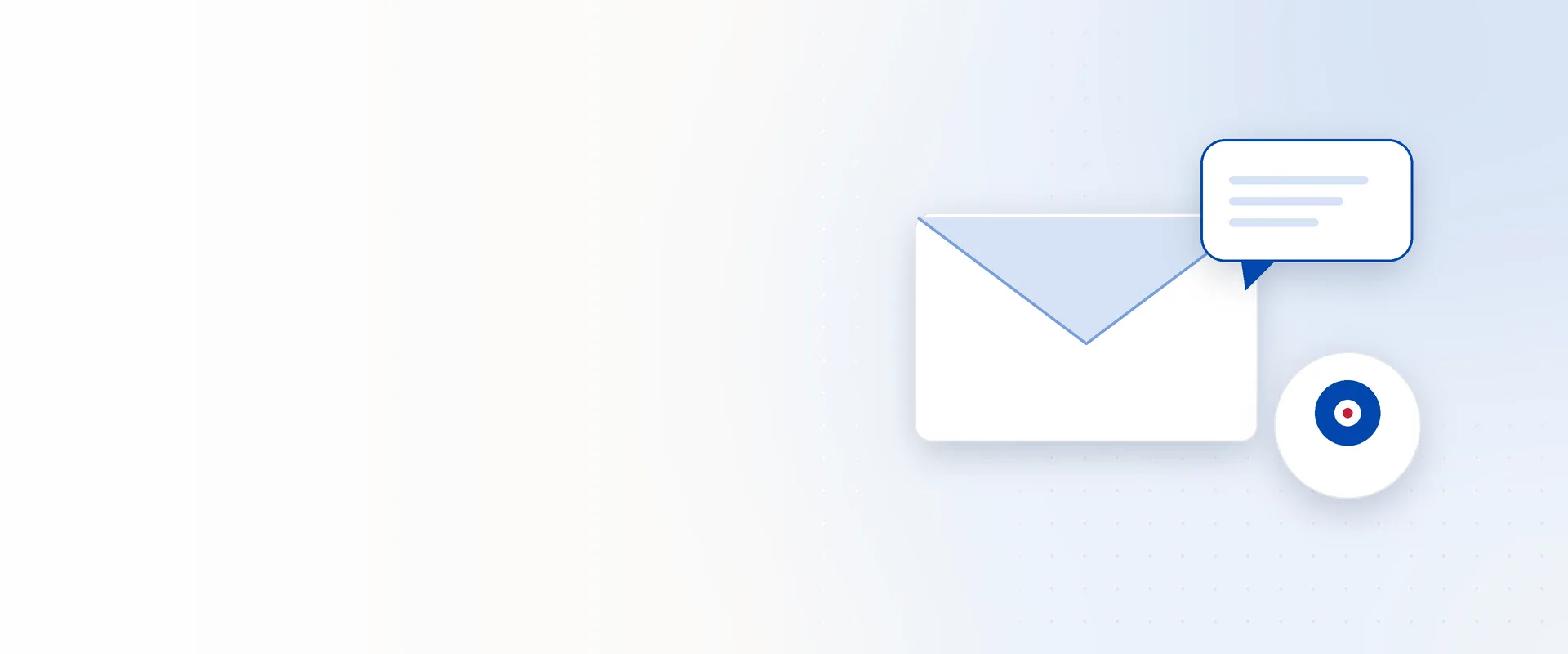 Abstract envelope, speech bubble and location marker in blue and white